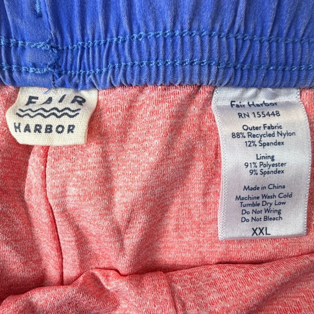 Fair Harbor Mens XXL Blue Red Colorblock Swim‎ Trunks 5 Inch Inseam BreezeKnit